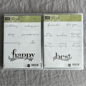 NWOT Stampin’ Up! Happy Wishes Clear Mount Stamp Set of 2